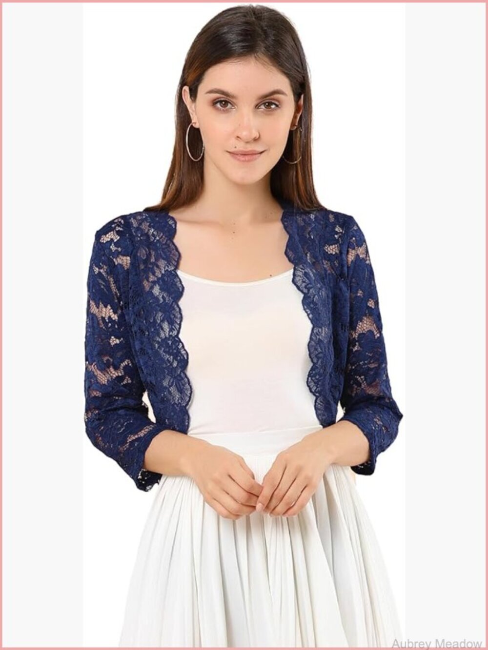 Elegant 3/4 Sleeve Sheer Floral Lace Shrug Top